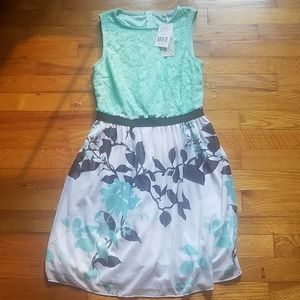 Lace and Floral A-Line Dress NWT